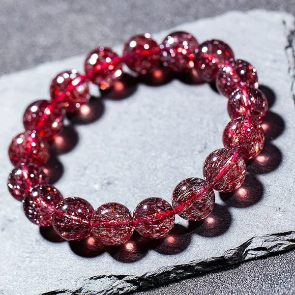 Red, Gold, and Rainbow Strawberry-Colored Crystal High-End Custom-Made Crystal Bracelet