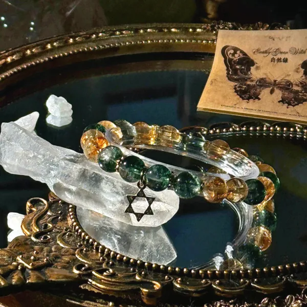 Angel Blessing Series Natural Crystal Bracelet Green Orchid Yellow Quartz Bracelet