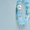 Ocean Blue Crystal Heart Bracelet with Crystal Pearls Women's Wealth-Attracting Jewelry