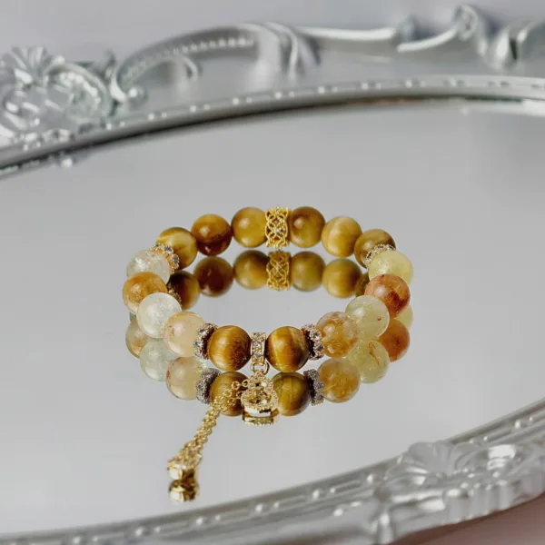 Golden Tiger's Eye Yellow Topaz Crystal Bracelet for Women - Attract Wealth Premium Original Natural Crystal Bracelet for Women - Elevated Luxury for Her
