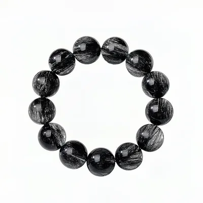 Collector's Grade Natural Brazilian Black Rutilated Quartz Bracelet Black Crystal Couple's Rutilated Quartz Bracelet Men's Gift for Women