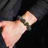 Wealth-Attracting Fortune-Gathering Premium Men's Prosperity Bracelet Natural Rare Green Phantom Quartz Bracelet Birthstone Guardian